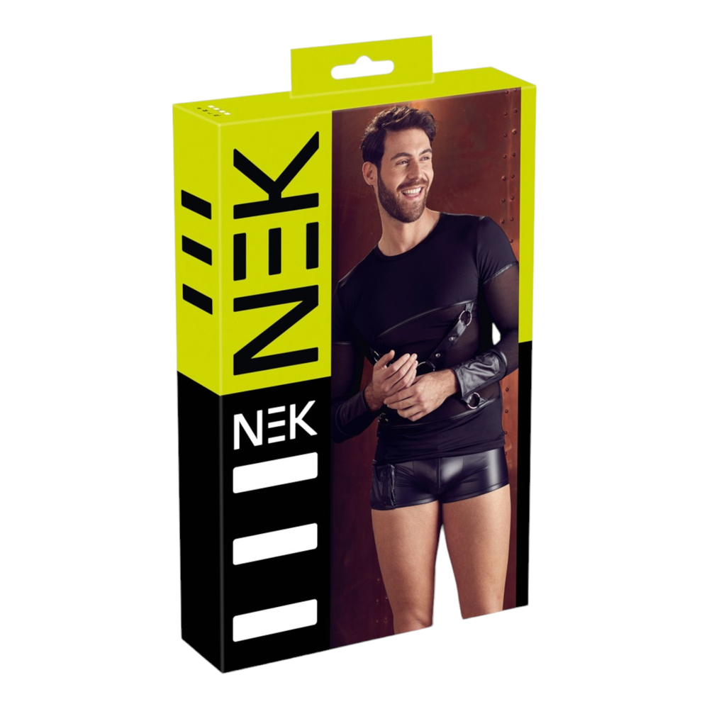 E-shop NEK - Pánske tričko s dlhým rukávom a priečnym pásom (čierne)