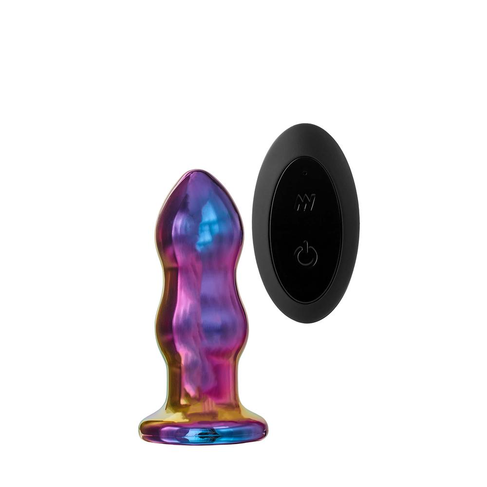 E-shop Glamour Glass - sklenený análny vibrátor s rádiovým ovládaním (farebný)