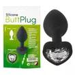 Obraz 1/7 - You2Toys Silicone Butt Plug - análne dildo v tvare srdca s bielym kamienkom ( čierne)