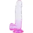 Obraz 4/7 - Sunfo - upínacie dildo s realistickými semenníkmi - 22 cm (priesvitné fialové)