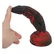 Obraz 6/6 - OgazR Hell Dong - drážkované dildo s lepiacimi vankúšikmi - 20 cm (čierno-červené)