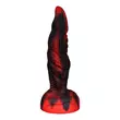 Obraz 1/6 - OgazR Hell Dong - drážkované dildo s lepiacimi vankúšikmi - 20 cm (čierno-červené)