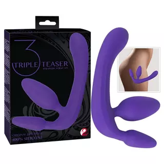 You2Toys Triple teaser - trojité pripínacie dildo bez upevňovacieho pásu (fialové)