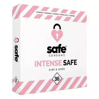 SAFE Intense Safe - vrúbkované a bodkované kondómy (36ks)