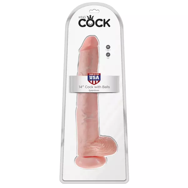 King Cock 14 testicle large dildo (35cm) - prírodné