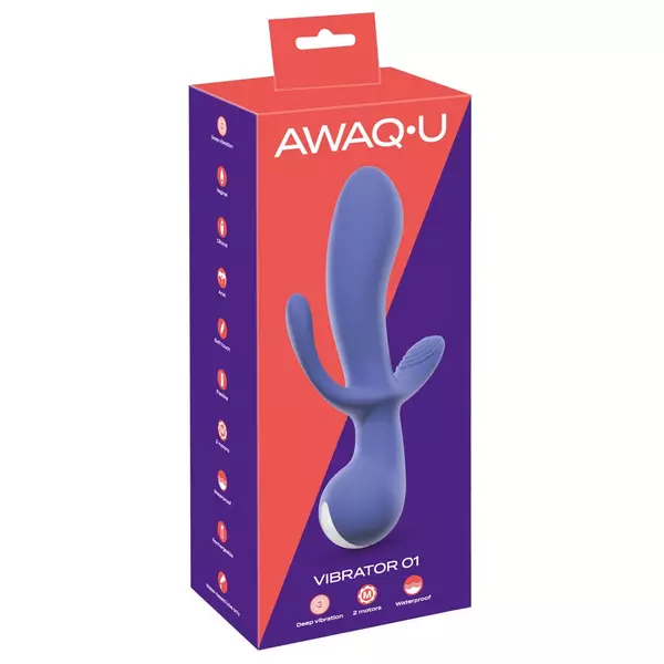 AWAQ.U 1 - bezdrôtový vibrátor s 3 hrotmi (fialový)