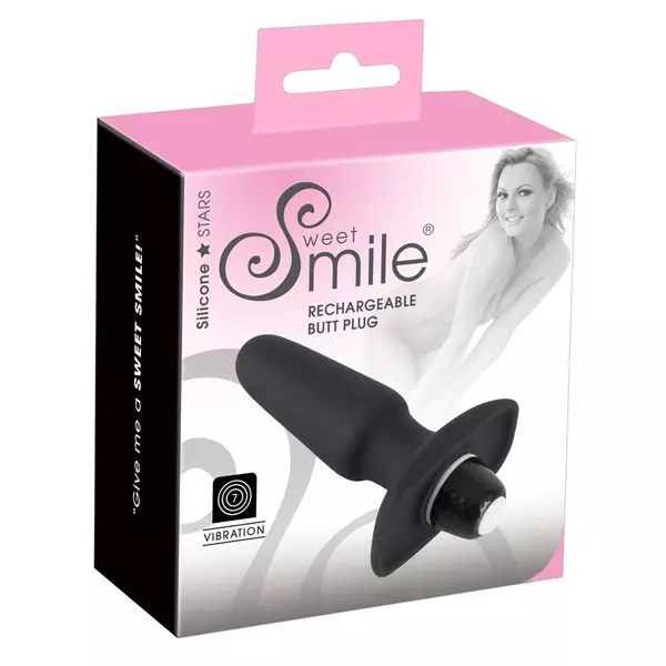 SMILE Butt Plug – nabíjací silikónový análny vibrátor (čierny)