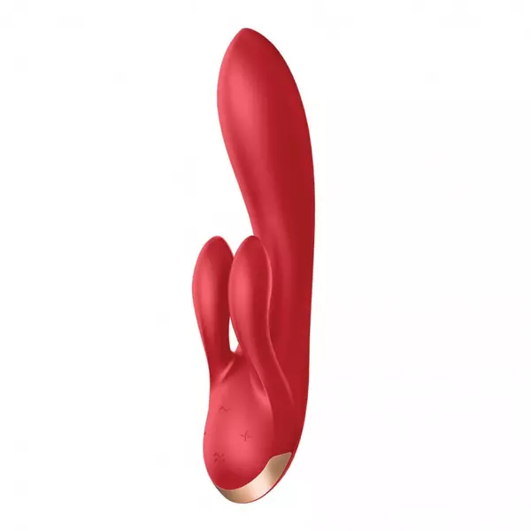 Satisfyer Double Flex - inteligentný vibrátor s dvojitým zajačikom (červený)
