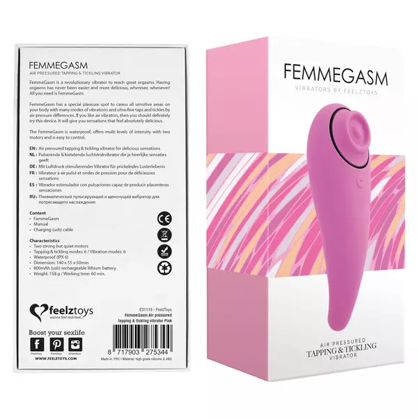 FEELZTOYS Femmegasm - dobíjací, vodotesný vaginálny a klitorálny vibrátor (ružový)