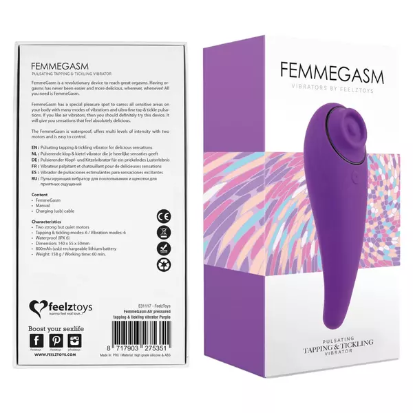 FEELZTOYS Femmegasm - dobíjací, vodotesný vaginálny a klitorálny vibrátor (fialový)